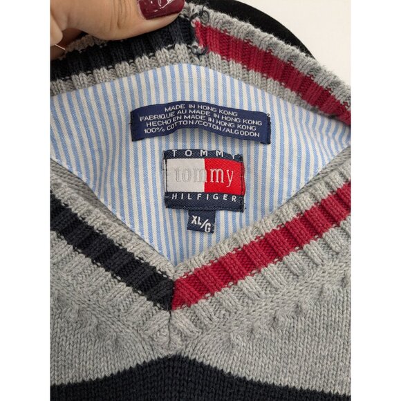 Vintage Y2K Tommy Hilfiger Preppy Knit Sweater Women Size XL Academia Heritage - Picture 7 of 10